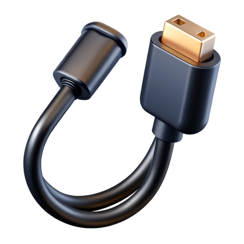 hypnotic bold impressionist A HDMI cable, black. NO BACKGROUND with Transparent Background. genuine png