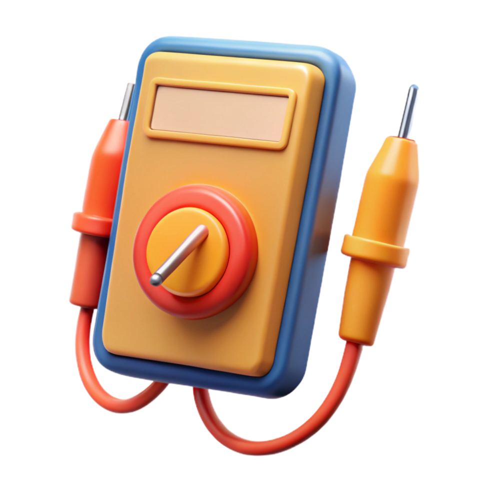 notable minimalist A multimeter, with probes attached. NO BACKGROUND with Transparent Background. perfect clarity png