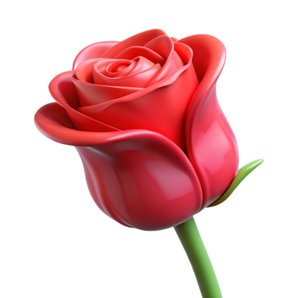 radiant iconic Single red rose bud NO BACKGROUND with Transparent Background. png