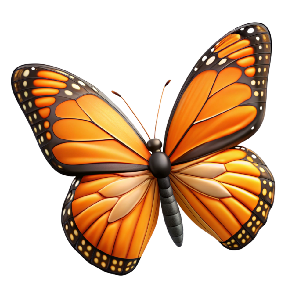 acclaimed gothic Monarch butterfly wings open NO BACKGROUND with Transparent Background. artisan png