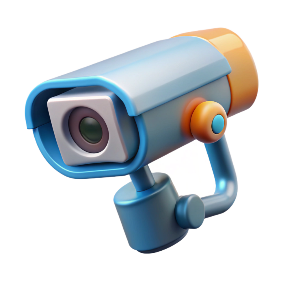 immaculate energetic classic Futuristic security camera, surveillance device, motion sensor. NO BACKGROUND with Transparent Background. fine detail png