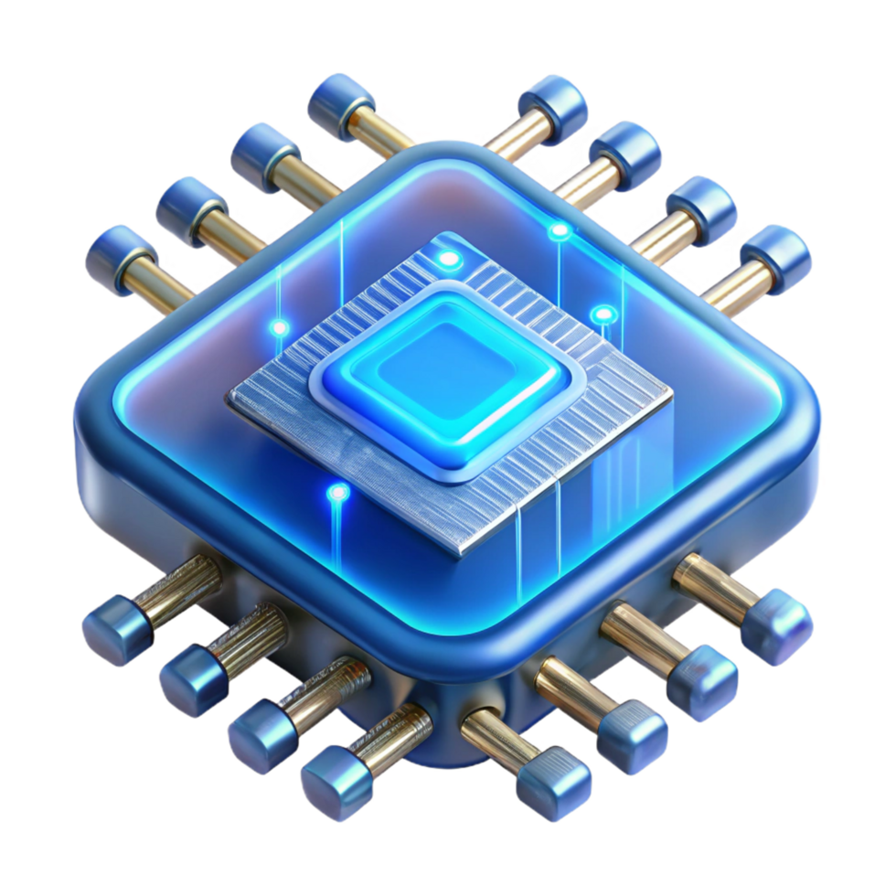 exquisite creative Futuristic data chip, glowing circuits, intricate design. NO BACKGROUND with Transparent Background. flawless png