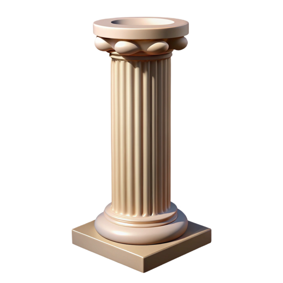 immaculate memorable Roman column, fluted shaft, NO BACKGROUND with Transparent Background. png