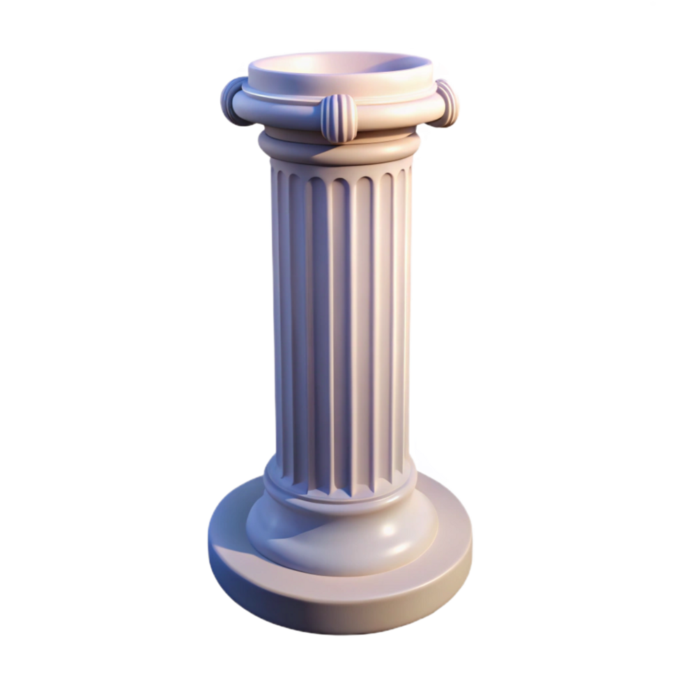 gorgeous organic Roman column, fluted shaft, NO BACKGROUND with Transparent Background. expertly shot png