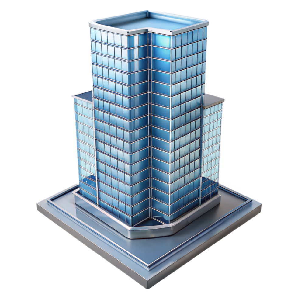 alluring impressionist Modern skyscraper, glass and steel, NO BACKGROUND with Transparent Background. top-tier png