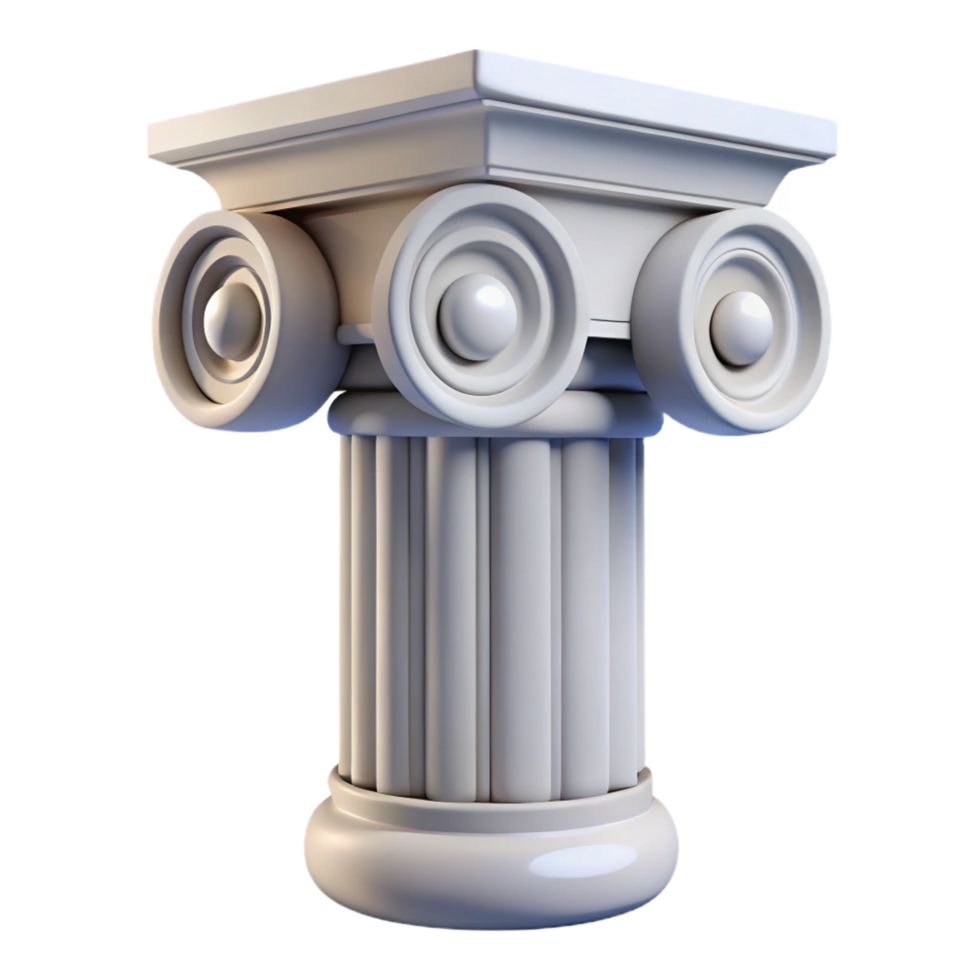 dazzling mysterious tropical Greek ionic capital, volutes, NO BACKGROUND with Transparent Background. sharp png