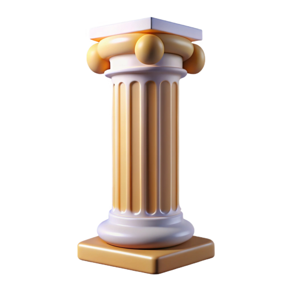 spectacular calm abstract Tuscan column, plain shaft, NO BACKGROUND with Transparent Background. studio quality png
