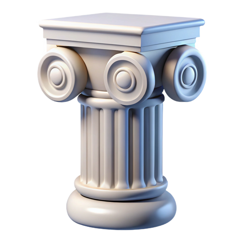 signature minimalist Greek ionic capital, volutes, NO BACKGROUND with Transparent Background. precision png