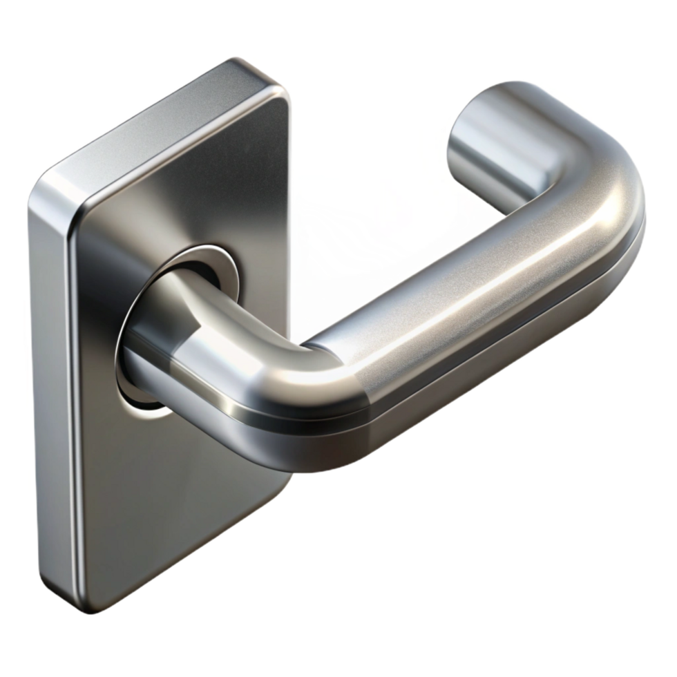 mesmerizing inspired Modern door handle, brushed steel, NO BACKGROUND with Transparent Background. png