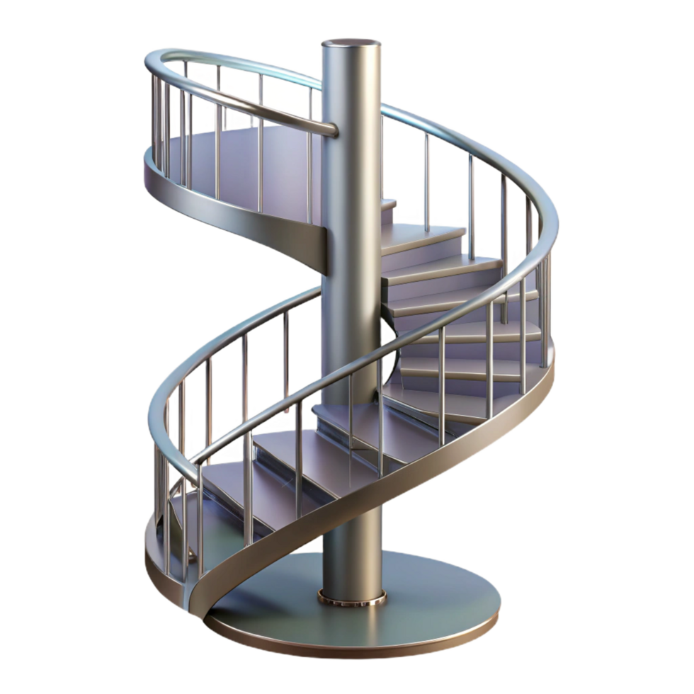 intense splendid Spiral staircase, metal railing, NO BACKGROUND with Transparent Background. perfect clarity png