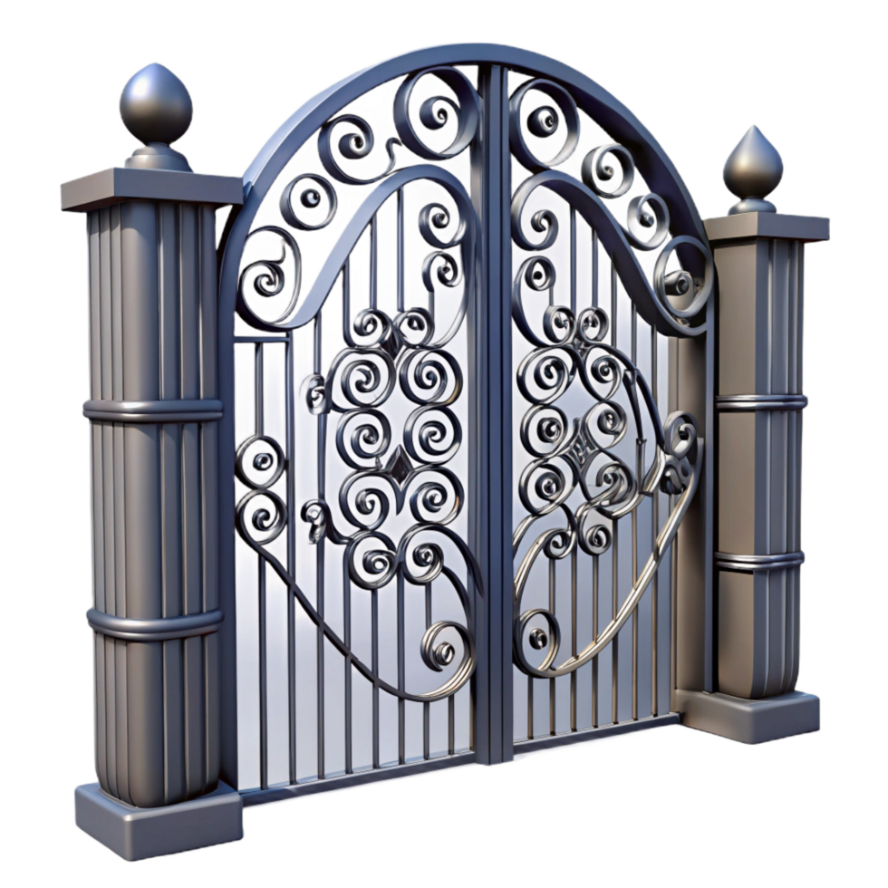 dazzling remarkable Wrought iron gate, decorative scrolls, NO BACKGROUND with Transparent Background. png