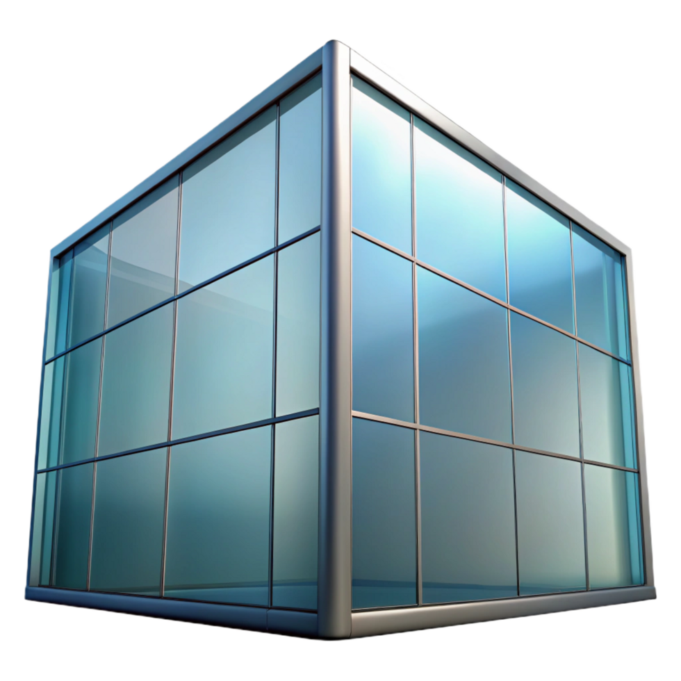 bold picturesque Glass curtain wall, reflective surface, NO BACKGROUND with Transparent Background. crisp png