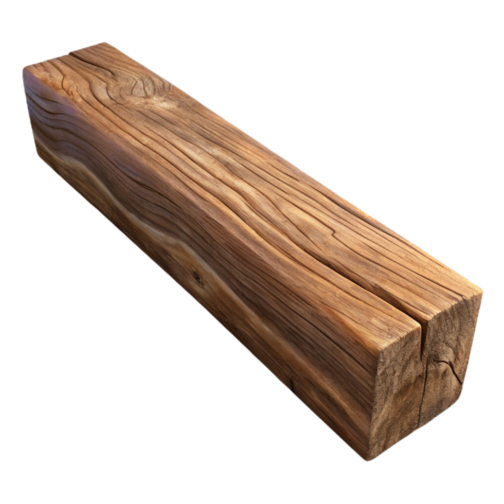 breathtaking retro Wooden beam, weathered grain, NO BACKGROUND with Transparent Background. expertly shot png