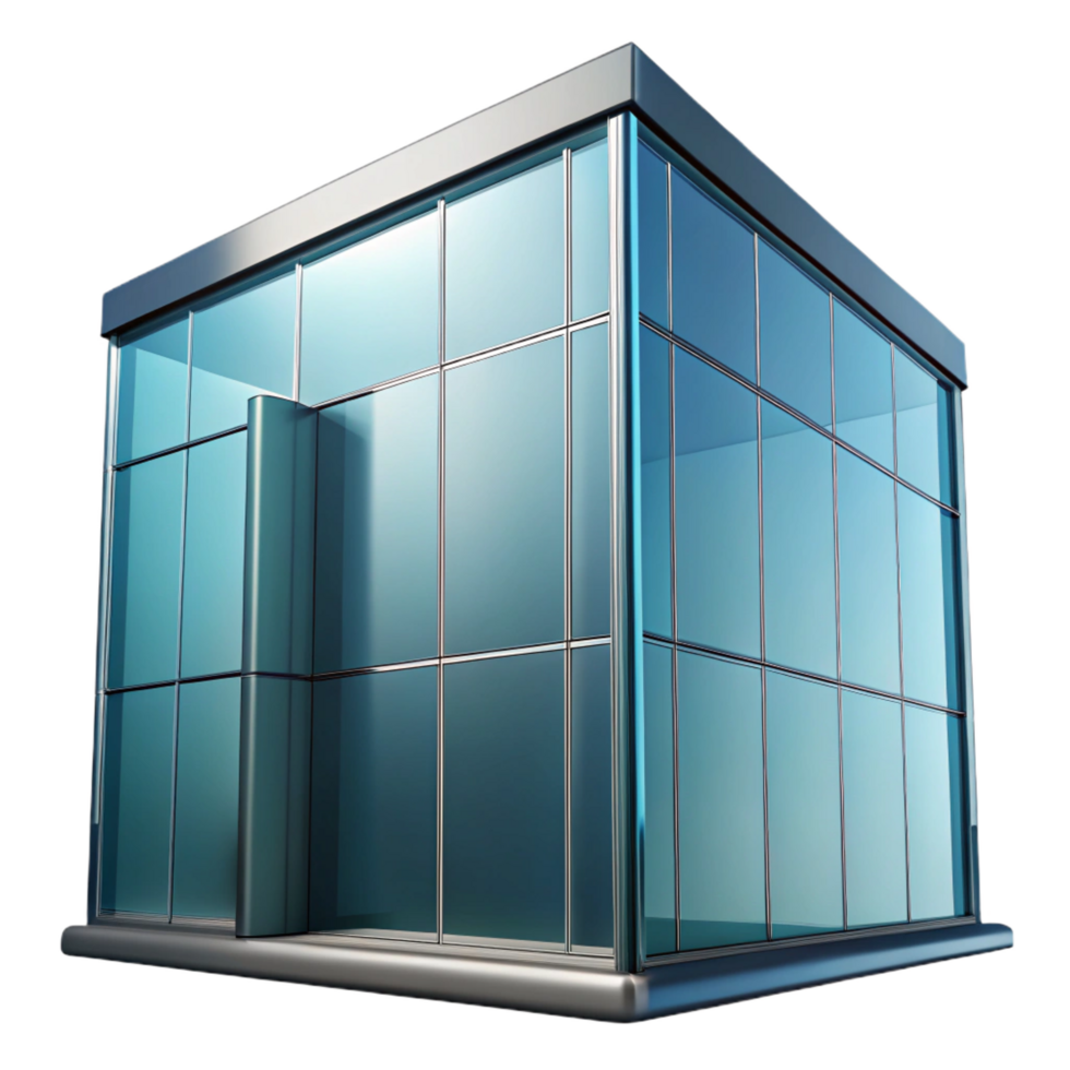 distinguished traditional Glass curtain wall, reflective surface, NO BACKGROUND with Transparent Background. 8K png