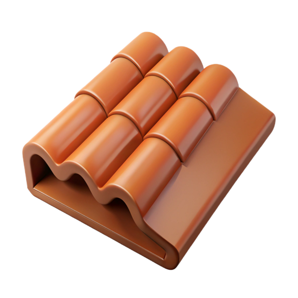 stunning iconic Roof tile, clay material, NO BACKGROUND with Transparent Background. png