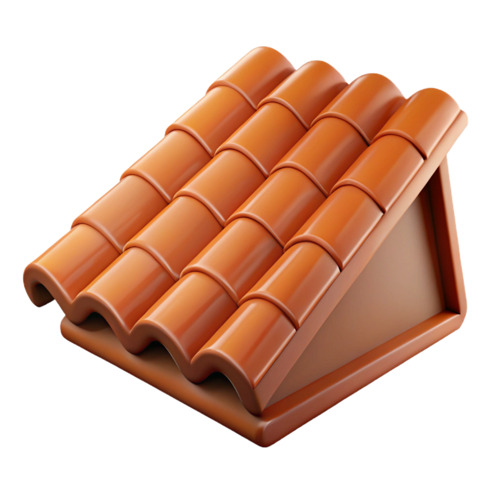 striking intense retro Roof tile, clay material, NO BACKGROUND with Transparent Background. 4K png