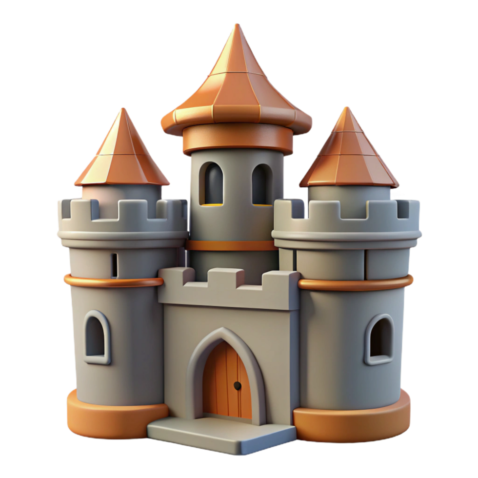stunning peaceful traditional Castle turret, crenellated parapet, NO BACKGROUND with Transparent Background. crisp png
