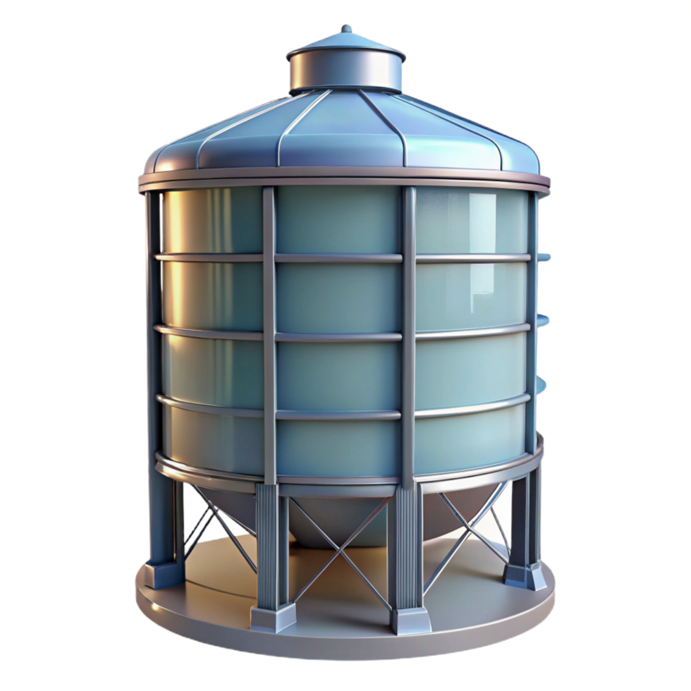dramatic memorable Silo structure, cylindrical shape, NO BACKGROUND with Transparent Background. png