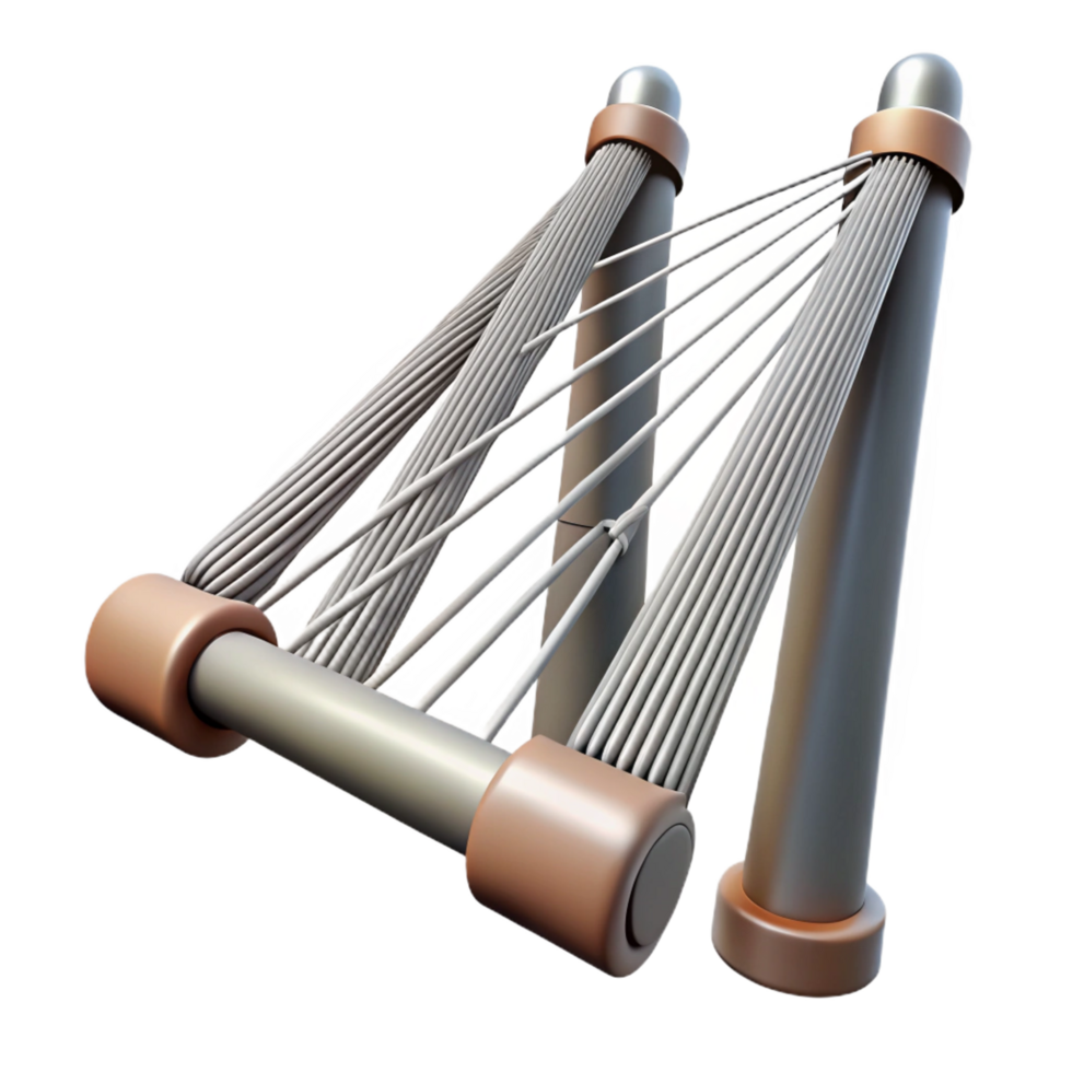 magnificent rustic Bridge suspension cable, steel strands, NO BACKGROUND with Transparent Background. 4K png