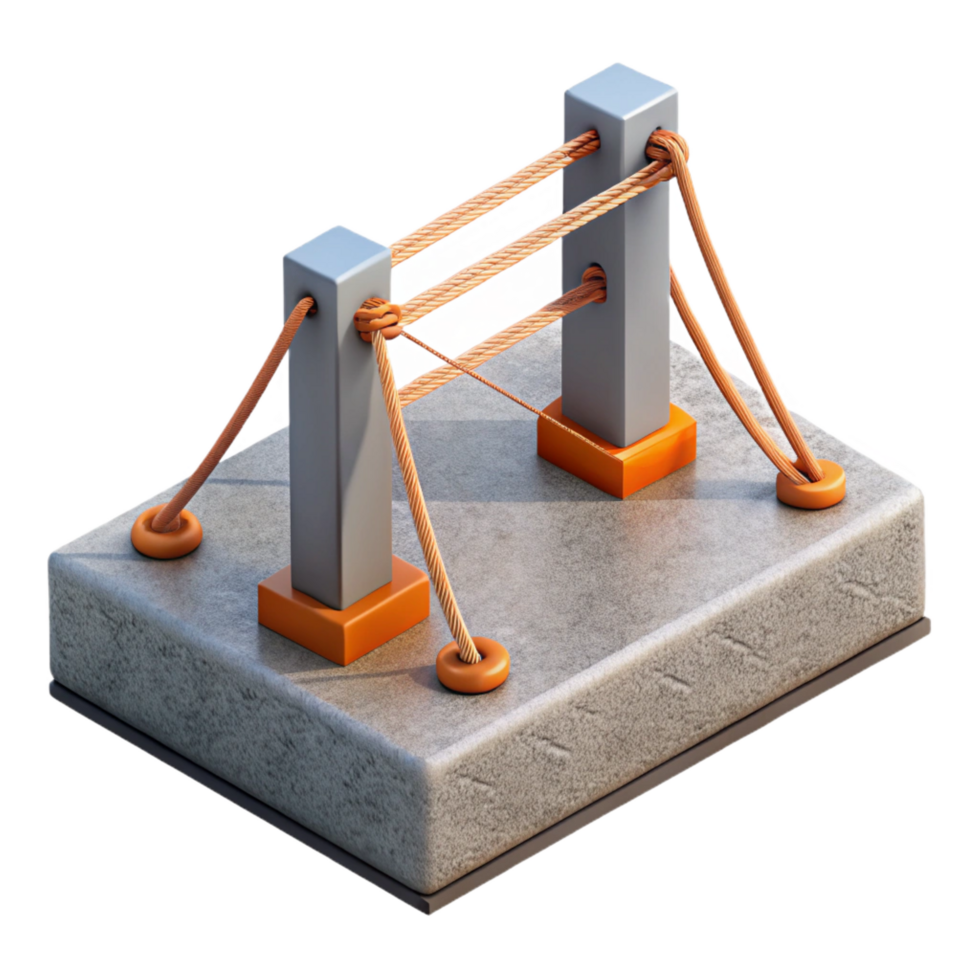 majestic creative Suspension bridge cable anchorage, concrete block, NO BACKGROUND with Transparent Background. crisp png