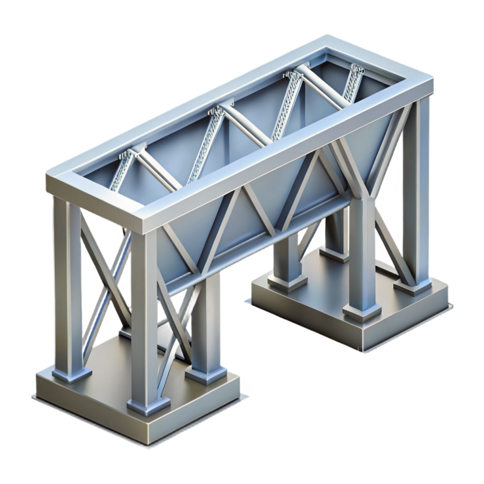 mysterious impressive Beam bridge, steel supports, NO BACKGROUND with Transparent Background. museum quality png