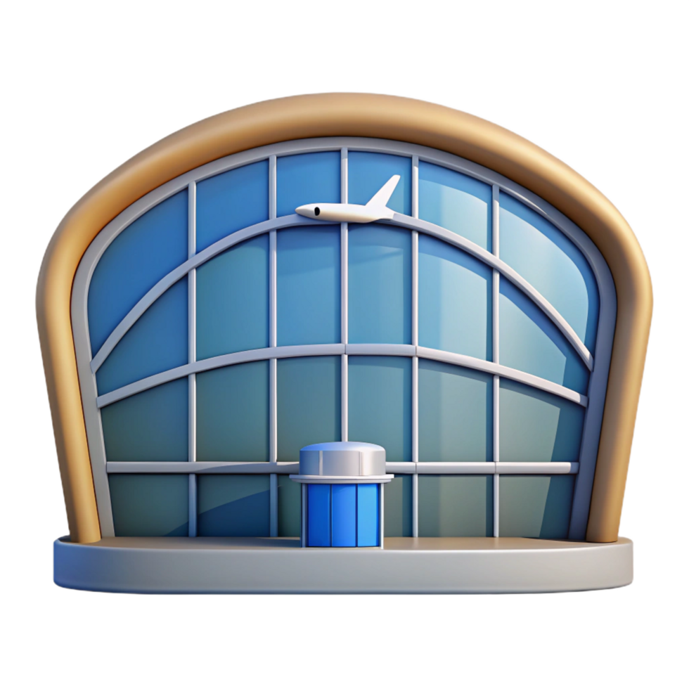 striking elegant Airport terminal window, large pane, NO BACKGROUND with Transparent Background. museum quality png