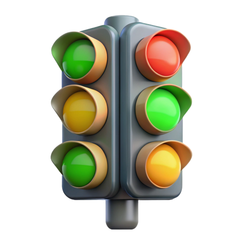 nostalgic vibrant Traffic light, signal colors, NO BACKGROUND with Transparent Background. original png