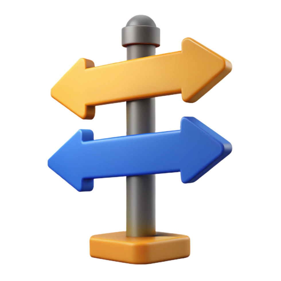picturesque reflective tropical Street sign, directional arrows, NO BACKGROUND with Transparent Background. impeccable png