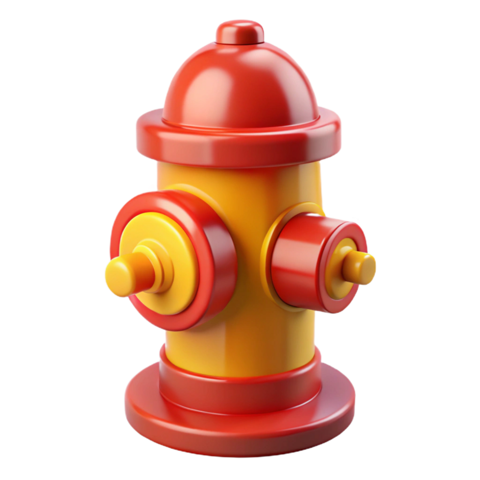 extraordinary reflective elegant Fire hydrant, red and yellow, NO BACKGROUND with Transparent Background. refined png
