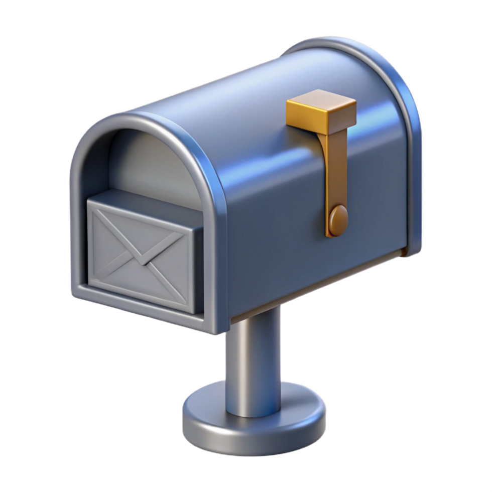 breathtaking futuristic Mail box, metal container, NO BACKGROUND with Transparent Background. 8K png