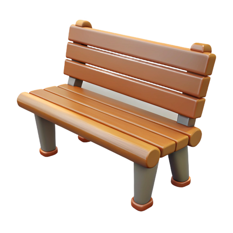 wonderful calm nordic Park bench, wooden slats, NO BACKGROUND with Transparent Background. 8K png