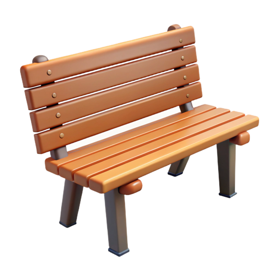 magnificent bold retro Park bench, wooden slats, NO BACKGROUND with Transparent Background. impeccable png