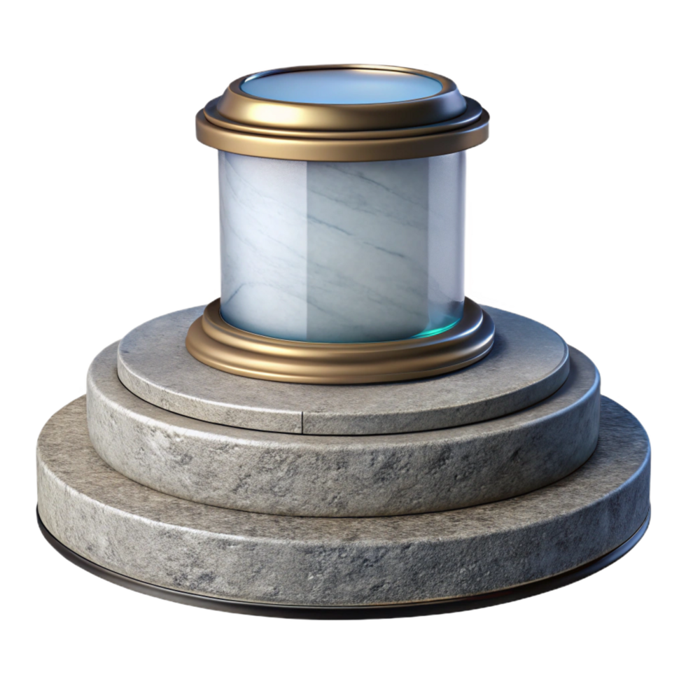 striking futuristic Statue base, stone pedestal, NO BACKGROUND with Transparent Background. exclusive png