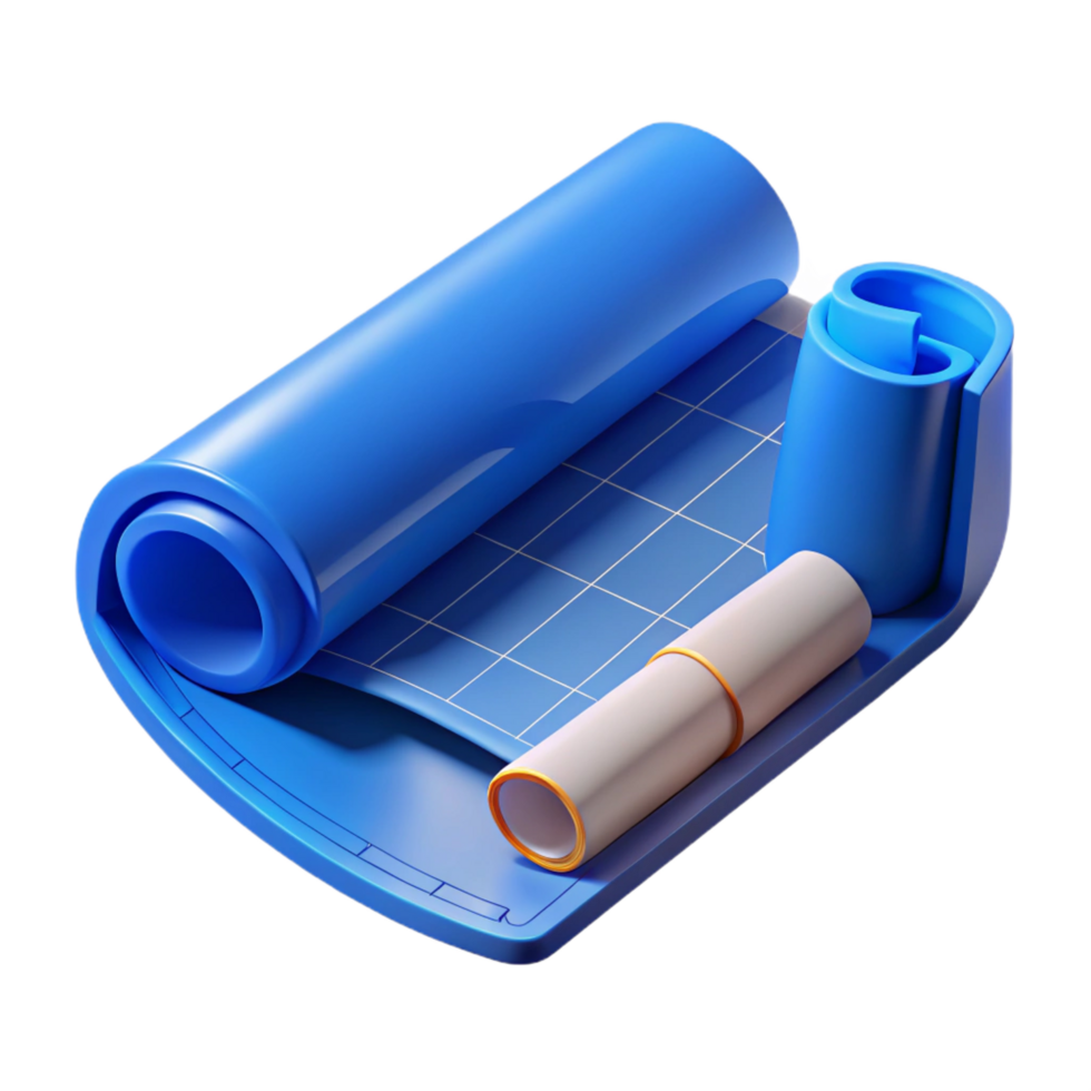 alluring notable Blueprint roll, architectural drawing, NO BACKGROUND with Transparent Background. png