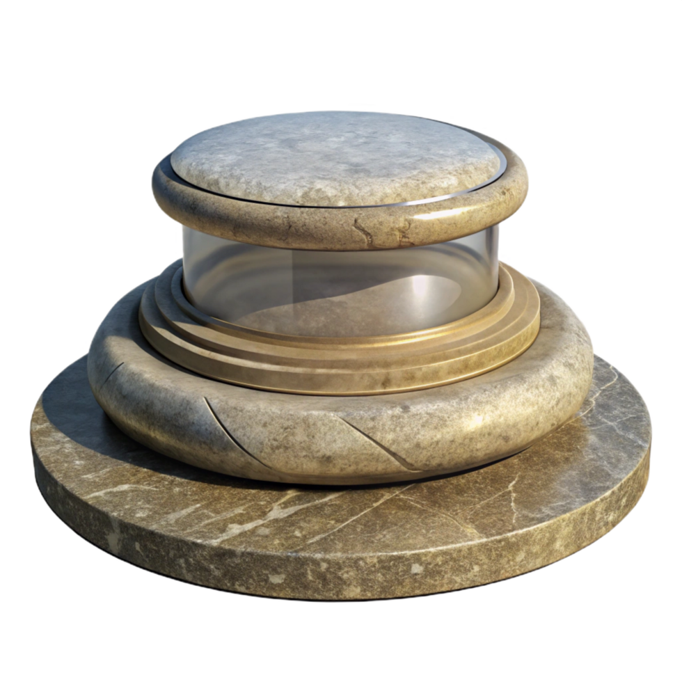 hypnotic playful abstract Statue base, stone pedestal, NO BACKGROUND with Transparent Background. handcrafted png
