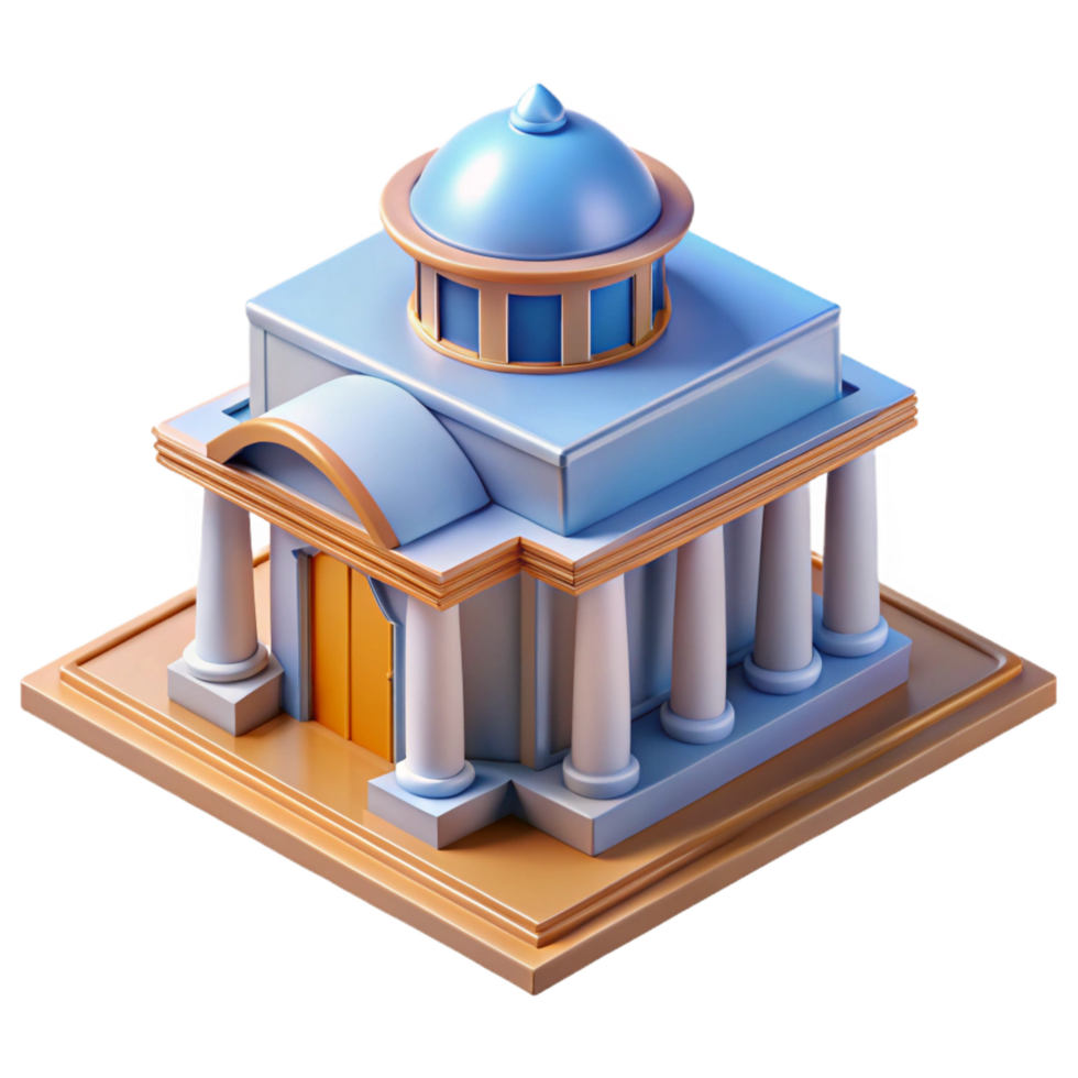 pristine renaissance Architectural model, miniature building, NO BACKGROUND with Transparent Background. luxury png