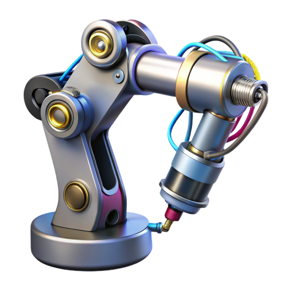 exquisite impressionist Cyberpunk robotic arm with intricate wiring NO BACKGROUND with Transparent Background. luxury png