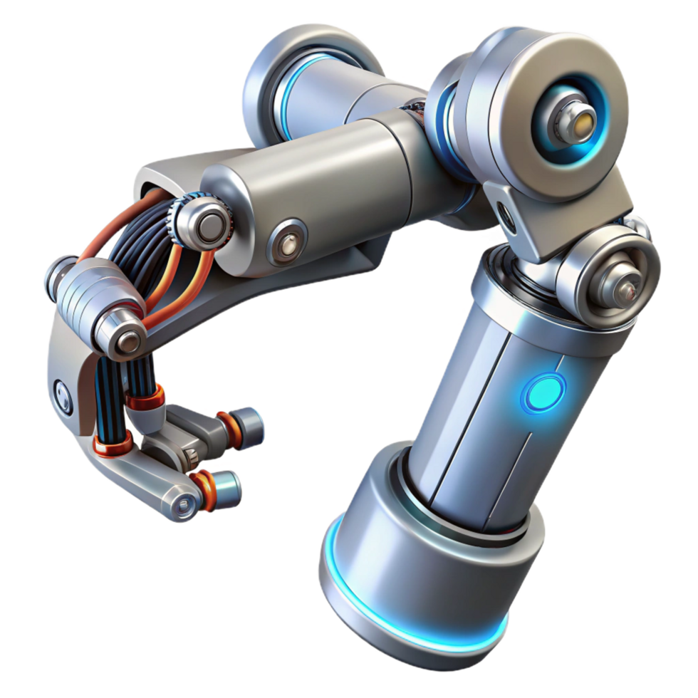 tranquil beautiful Cyberpunk robotic arm with intricate wiring NO BACKGROUND with Transparent Background. 8K png