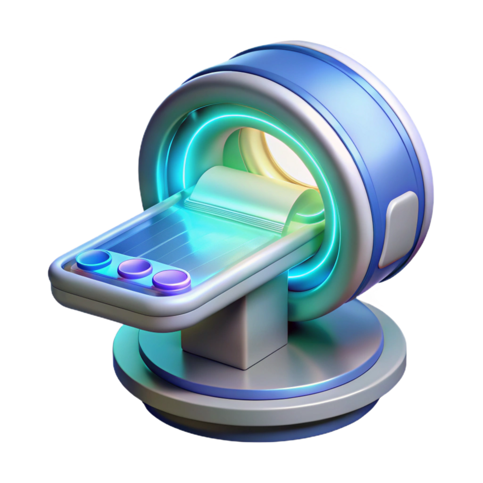 harmonious gorgeous Advanced medical scanner displaying holographic data NO BACKGROUND with Transparent Background. sharp png