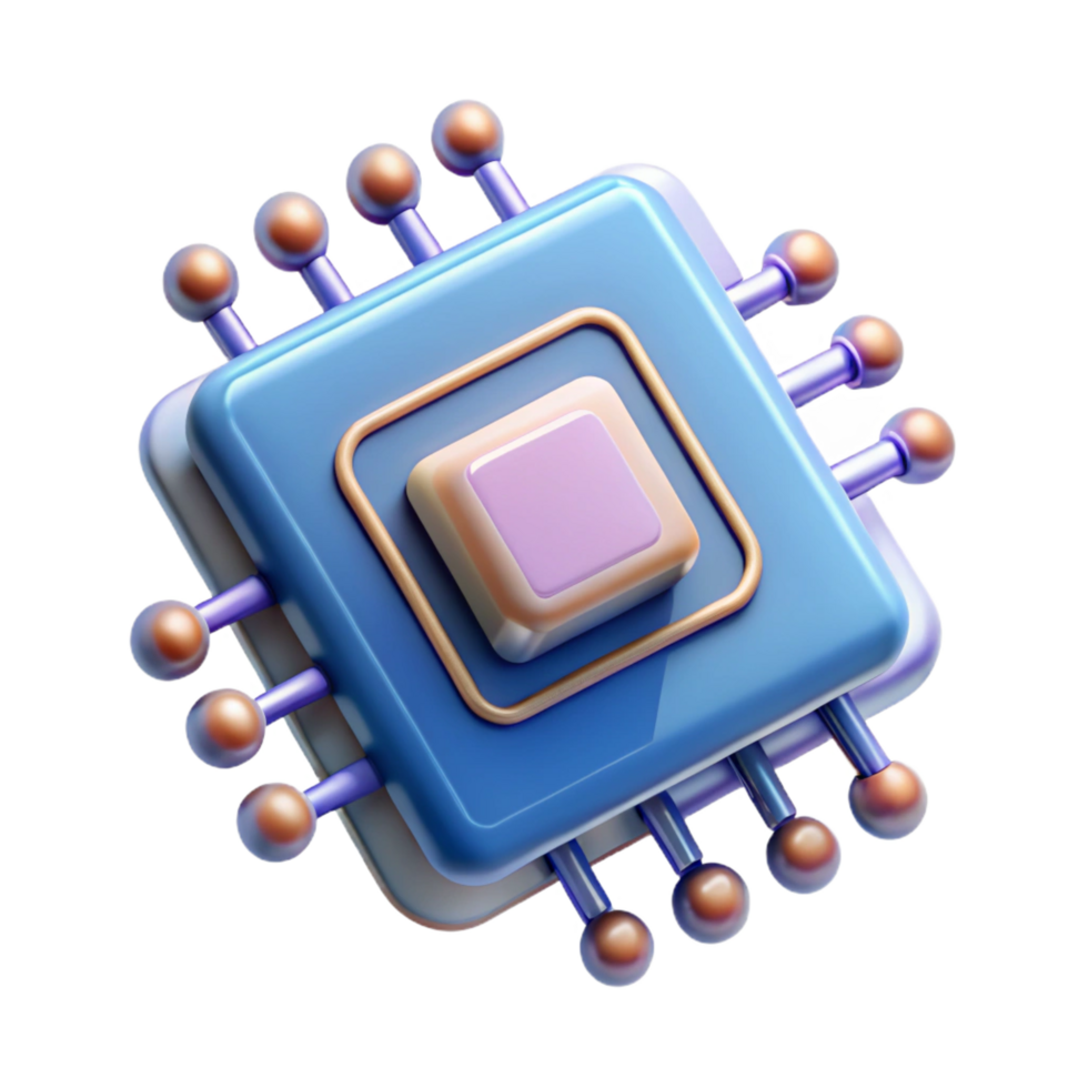 fascinating signature Artificial intelligence chip with complex circuitry NO BACKGROUND with Transparent Background. png