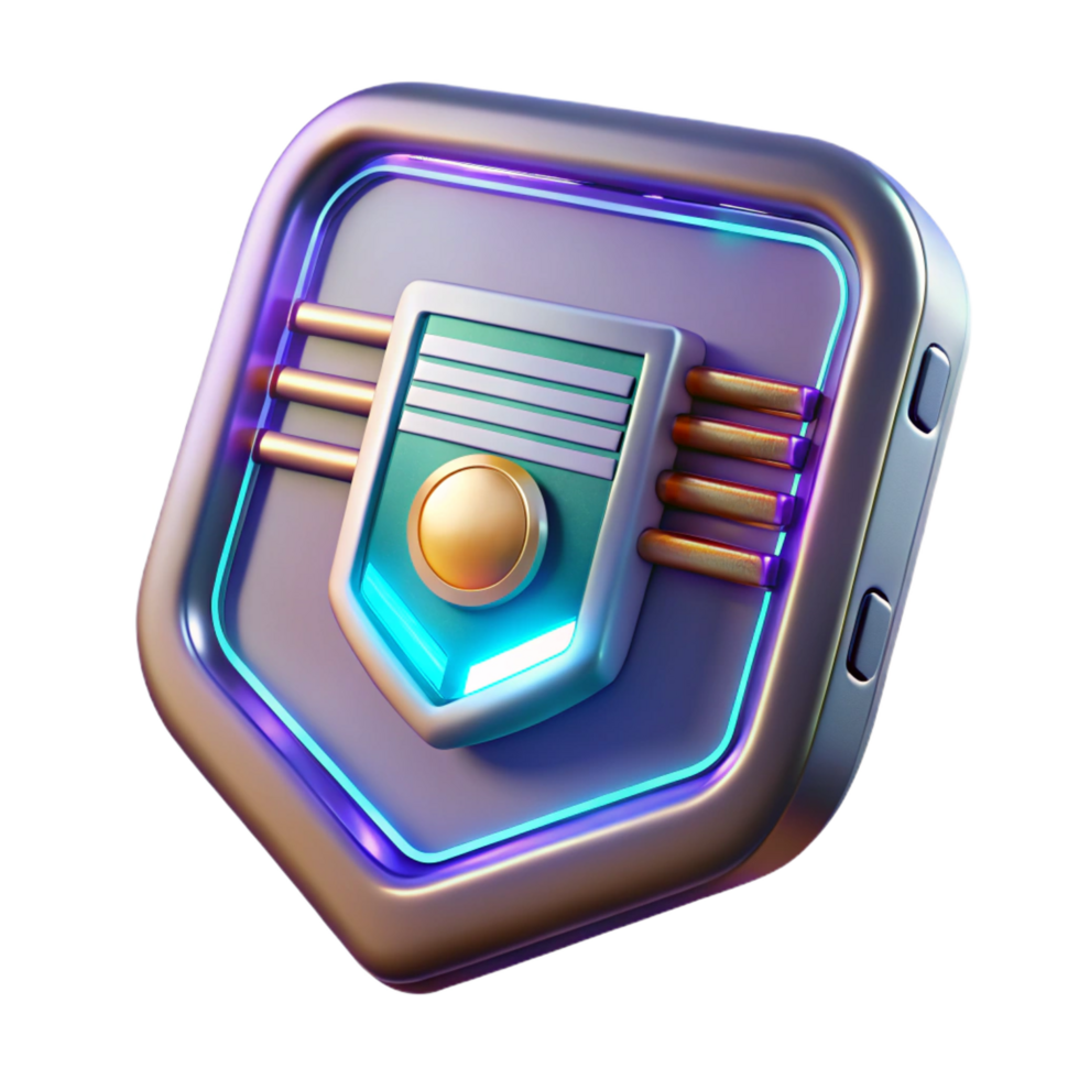breathtaking timeless Futuristic communicator badge with holographic display NO BACKGROUND with Transparent Background. png