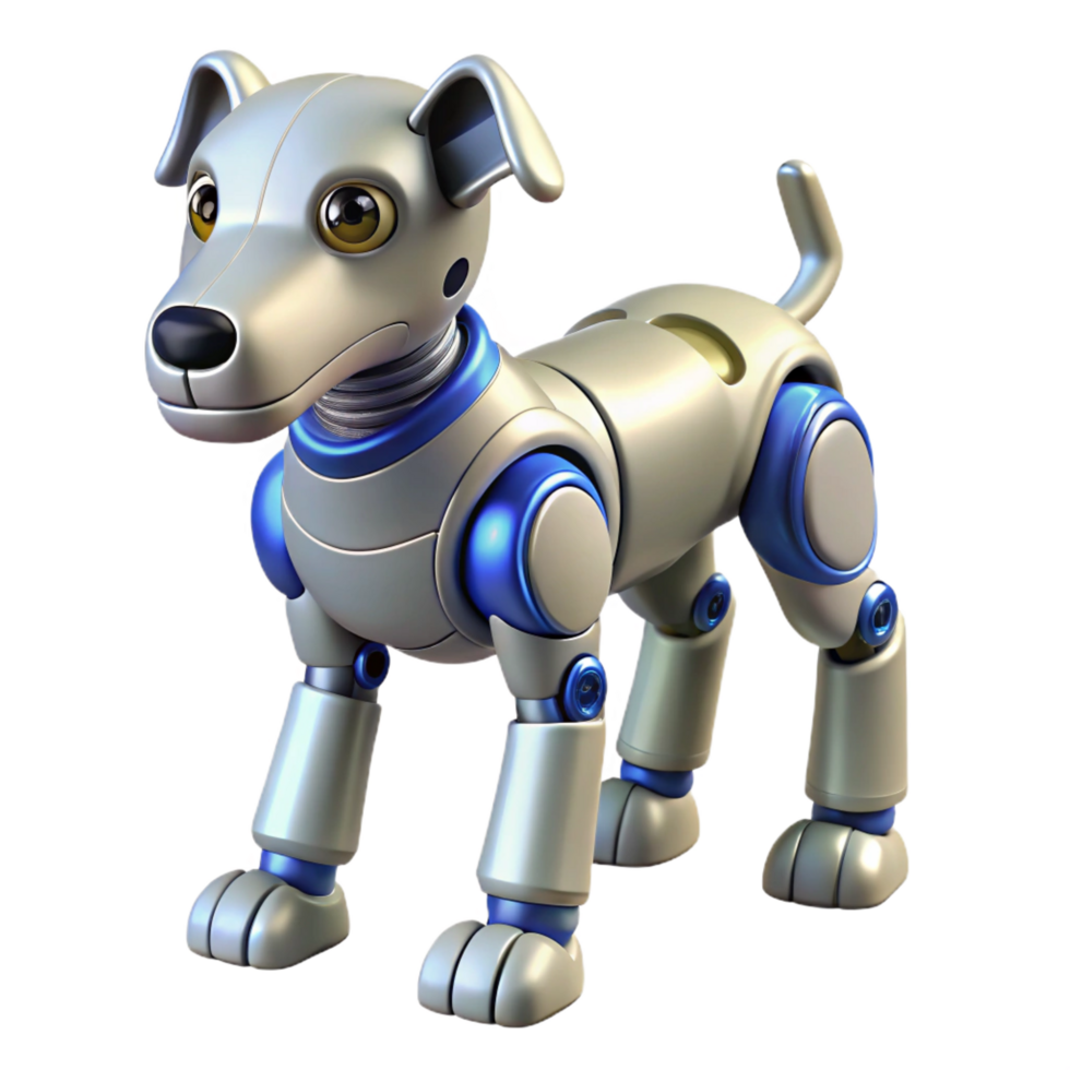 reflective mesmerizing Robotic dog with articulated joints NO BACKGROUND with Transparent Background. top-tier png