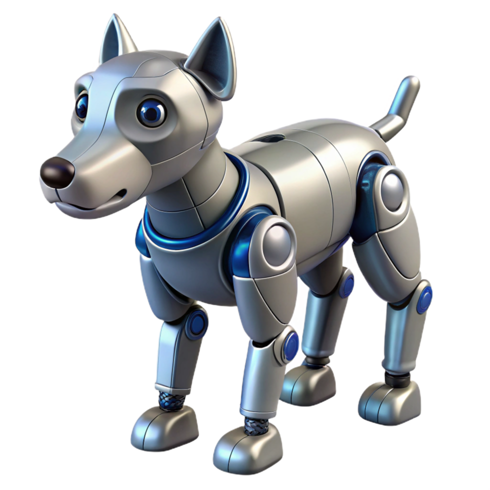 dynamic fascinating Robotic dog with articulated joints NO BACKGROUND with Transparent Background. 8K png