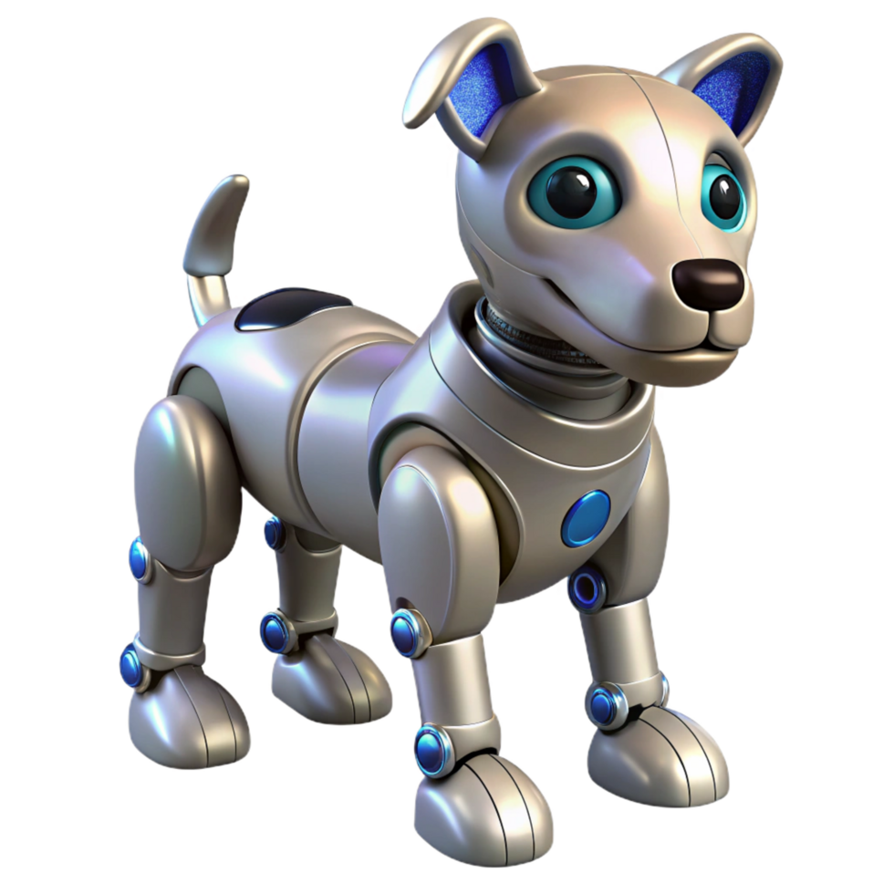 dramatic exquisite Robotic dog with articulated joints NO BACKGROUND with Transparent Background. original png