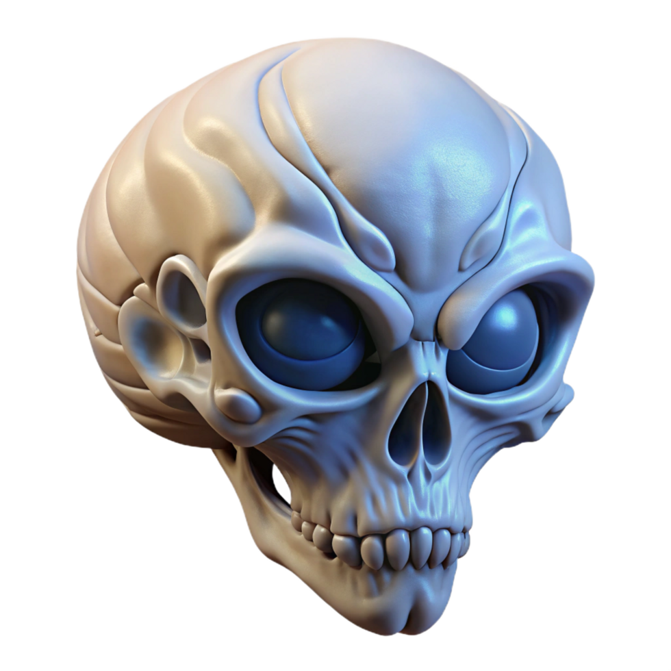 harmonious stunning Alien skull with intricate bone structure NO BACKGROUND with Transparent Background. ultra HD png