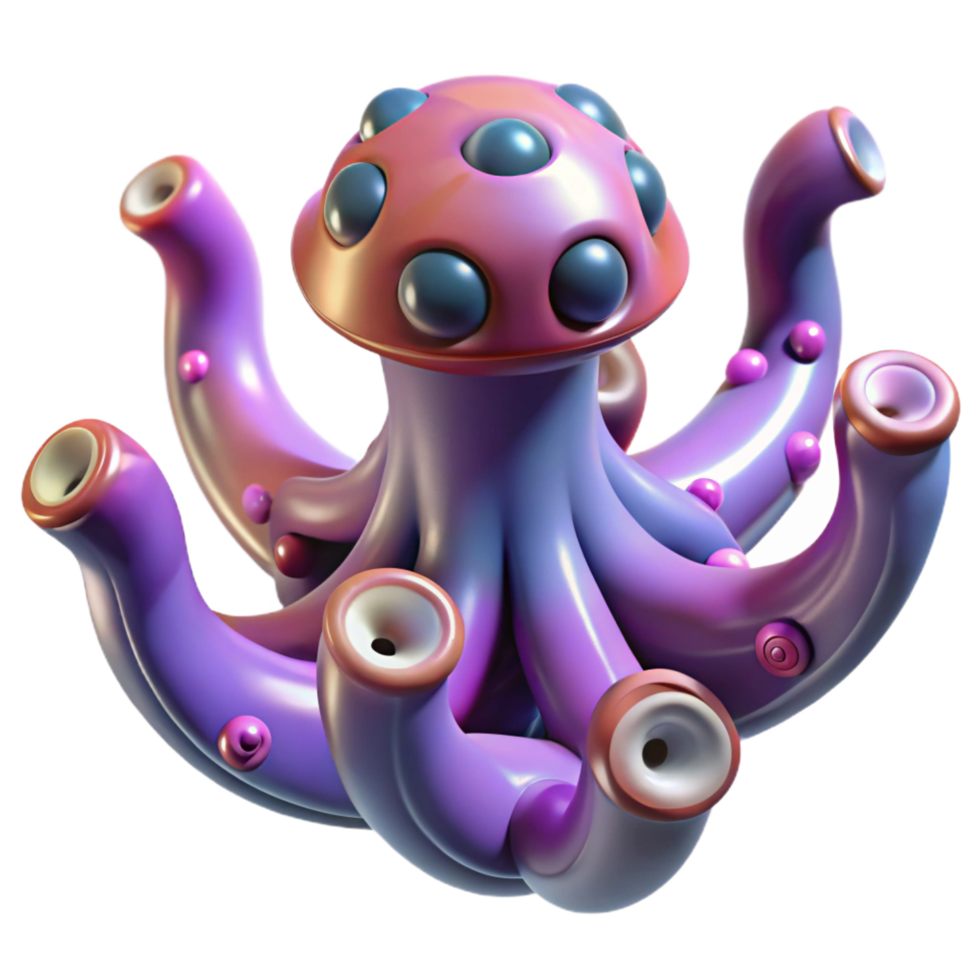 hypnotic bohemian Alien tentacle with suction cups NO BACKGROUND with Transparent Background. studio quality png