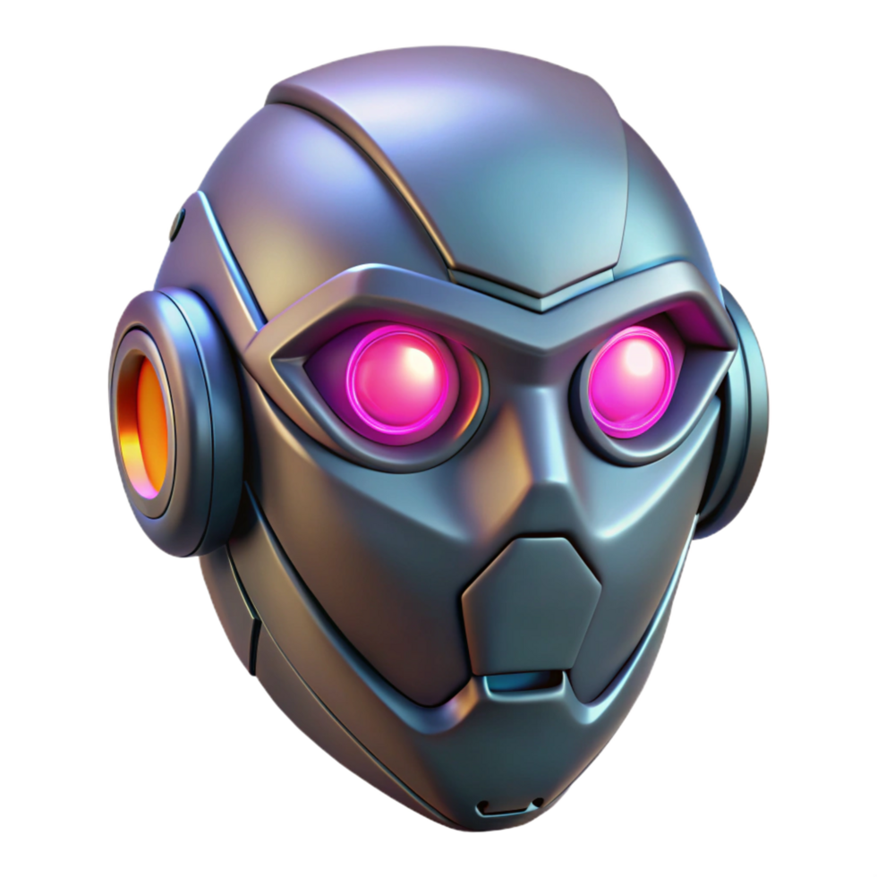 captivating distinguished Cyberpunk mask with glowing lenses NO BACKGROUND with Transparent Background. png