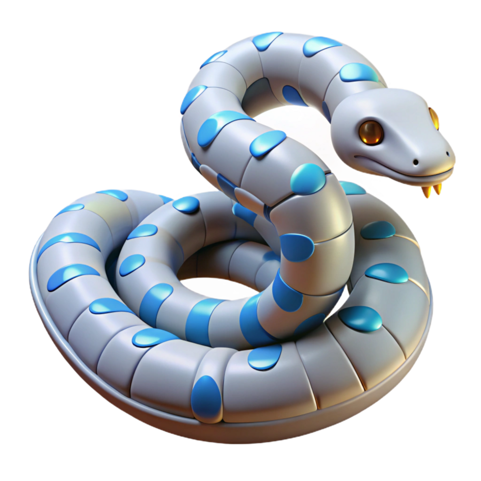 distinguished abstract Robotic snake with flexible segments NO BACKGROUND with Transparent Background. ultra HD png