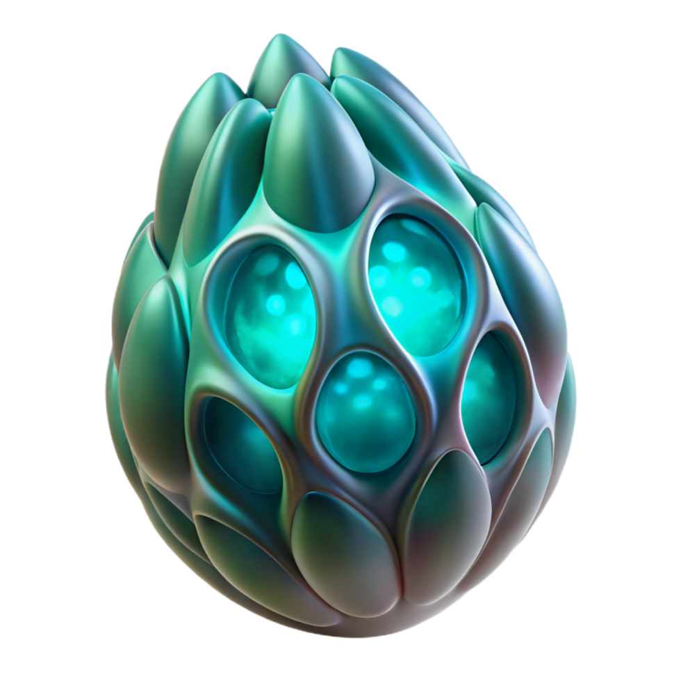 glorious unforgettable Alien seed pod with bioluminescent interior NO BACKGROUND with Transparent Background. png