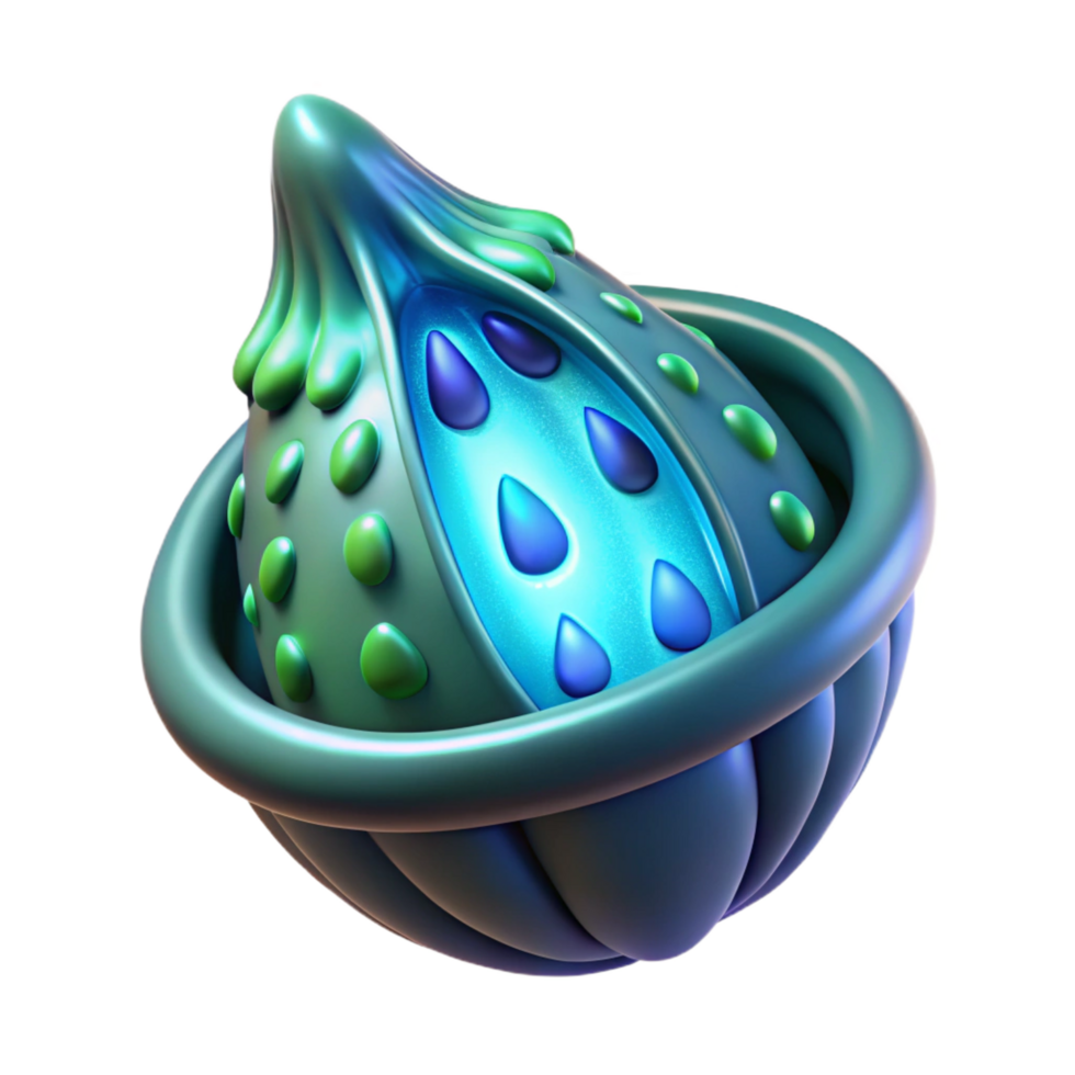 dazzling surreal Alien seed pod with bioluminescent interior NO BACKGROUND with Transparent Background. high quality png
